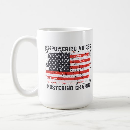 Aanmoediging van verandering 2024 Amerikaanse pres Koffiemok (Links)