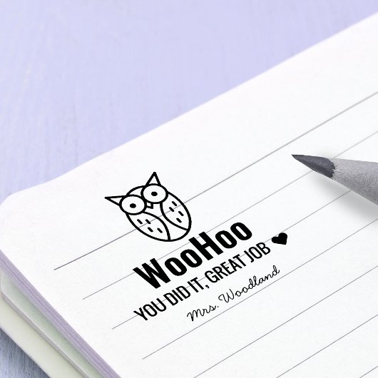 Aanmoediging van WooHoo Owl Aangepaste leraren Zelfinktende Stempel