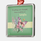 Aanmoediging Vlinder en bloemen op groen Metalen Ornament (Links)