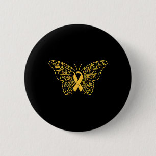 Aanmoediging voor kinderkanker om lintstof vlinder ronde button 5,7 cm