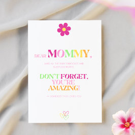 Aanmoediging voor nieuwe moeders unieke kleurrijke bedankkaart