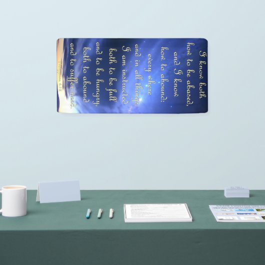 Aanmoedigingsbanner - Filippijnen 4:12 Spandoek (Beurs)