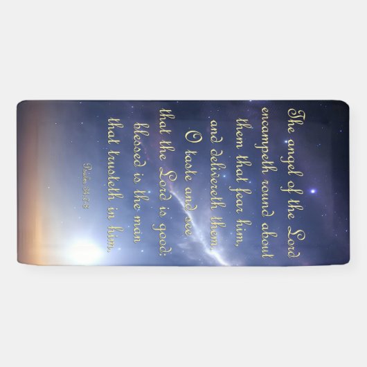 Aanmoedigingsbanner - Psalm 34:7-8 Spandoek (Horizontaal)