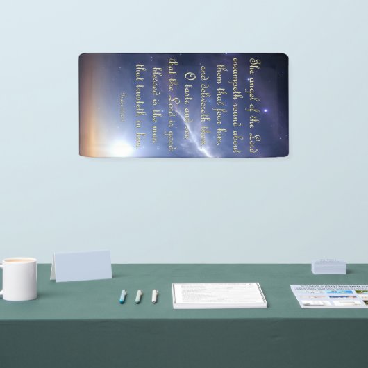 Aanmoedigingsbanner - Psalm 34:7-8 Spandoek (Beurs)