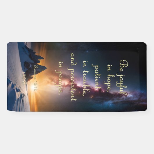 Aanmoedigingsbanner - Romeinen 12:12 Spandoek (Horizontaal)