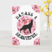 Aanmoedigingskaart voor Roos met Badass en Beauful Kaart (Gele Bloem)