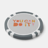 Aanmoedigingstekst op grijs poker chips (Enkel)