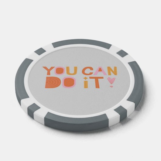 Aanmoedigingstekst op grijs poker chips (Enkel)