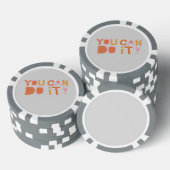 Aanmoedigingstekst op grijs poker chips (Opstapeling)