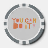 Aanmoedigingstekst op grijs poker chips (Voorkant)