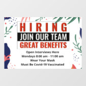 Aannemen Doe mee met ons team Hulp Gevraagd Aangep Raamsticker (Vel)