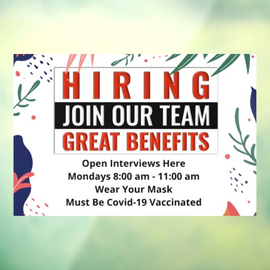 Aannemen Word lid van ons team Hulp Gevraagd Aange Raamsticker (Vel 3)