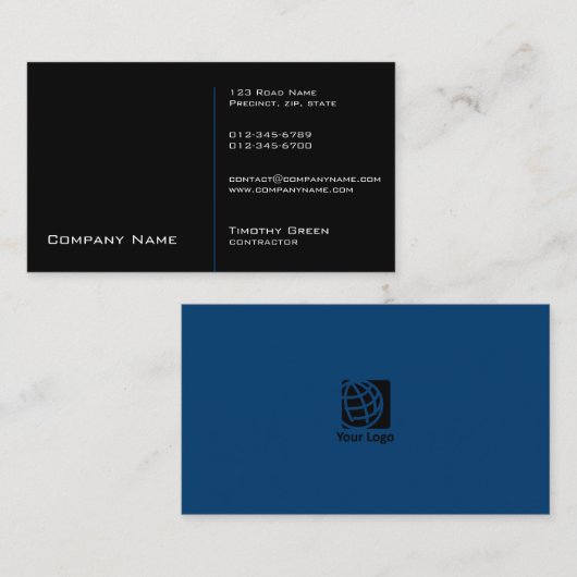 Aannemer Bouw Handel Vaardigheden Zwart Visitekaartje (Voorkant / Achterkant)