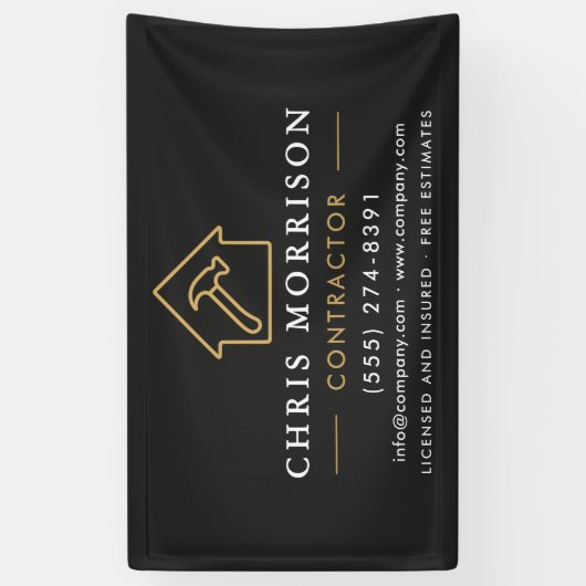 Aannemer Bouwconstructie Black Gold Spandoek (Verticaal)