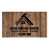 Aannemer Dak Reparatie Bouw Dakbedekking Roofer Magnetisch Visitekaartje (Voorkant)