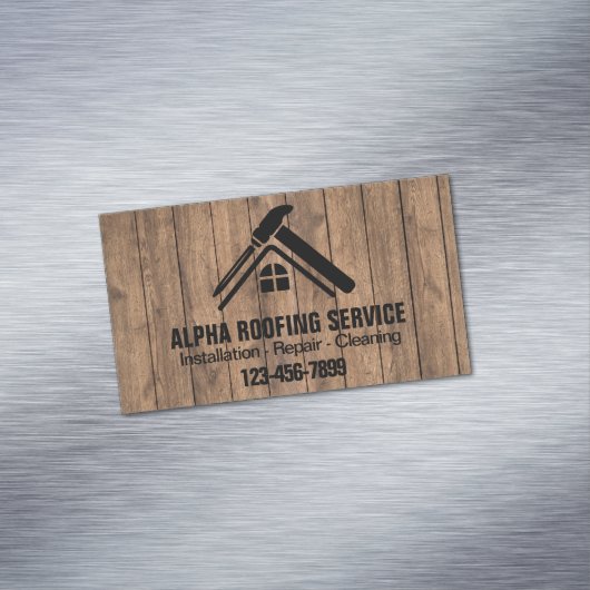 Aannemer Dak Reparatie Bouw Dakbedekking Roofer Magnetisch Visitekaartje (Voorbeeld)