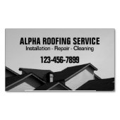 Aannemer Dak Reparatie Bouw Dakbedekking Roofer Magnetisch Visitekaartje (Voorkant)