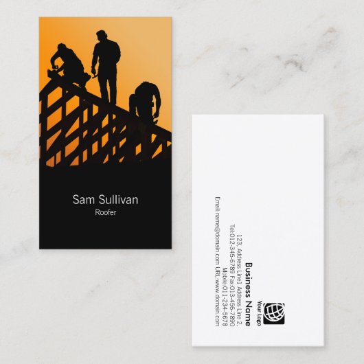 Aannemer dakbedekking constructie visitekaartje (Voorkant / Achterkant)