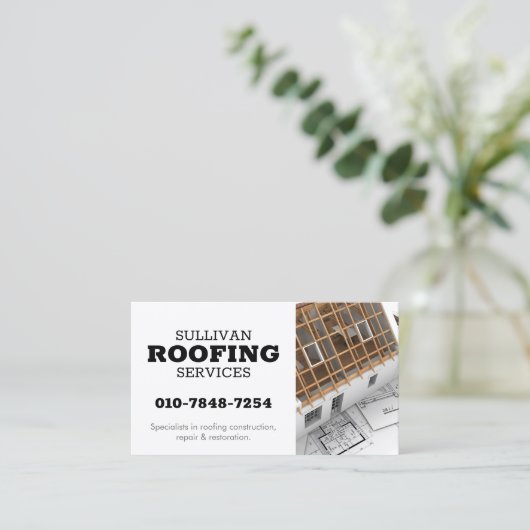 Aannemer dakbedekking constructie visitekaartje (Staand voorkant)