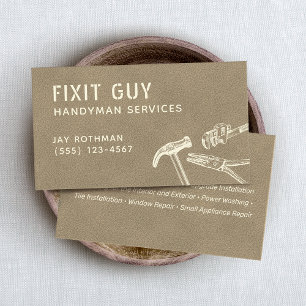 Aannemer Handyman Hamer Wrench Pliers Visitekaartje