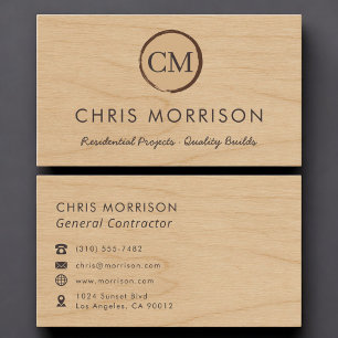 Aannemer Hout Monogram Professionele Visitekaartje