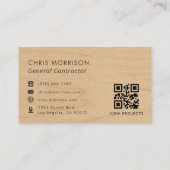 Aannemer Hout QR Code Professioneel Visitekaartje (Achterkant)