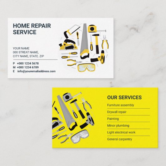 Aannemer, Klusjesman service, Bouw Visitekaartje (Voorkant / Achterkant)