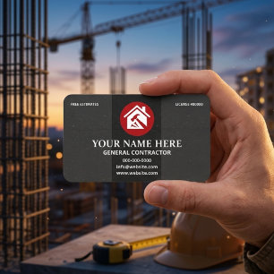 Aannemer Professioneel Charcoal & Rood Visitekaartje