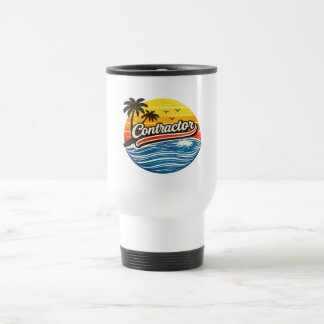 Aannemer Retro Zonsondergang Design Reisbeker