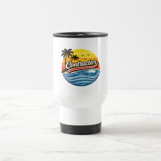 Aannemer Retro Zonsondergang Design Reisbeker (Center)