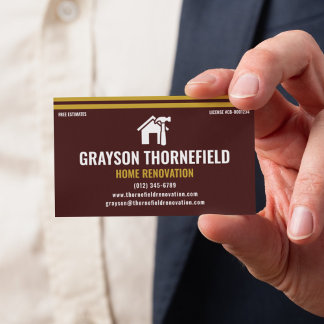 Aannemer voor thuisrenovatie Modern Maroon en Goud Visitekaartje