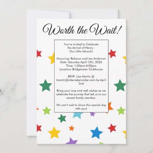 Aanneming Baby shower Uitnodiging (Voorkant)