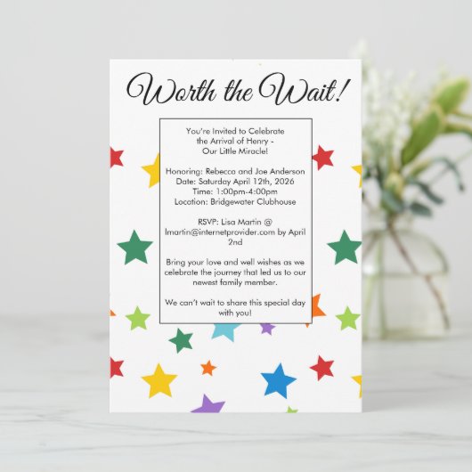 Aanneming Baby shower Uitnodiging (Staand voorkant)