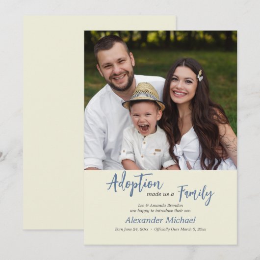 Aanneming maakte ons een familieaankondiging aankondiging (Voorkant / Achterkant)