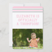 Aanneming Partij Moderne Roze & Grijze Stripes Kaart (Voorkant)