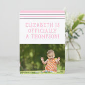 Aanneming Partij Moderne Roze & Grijze Stripes Kaart (Staand voorkant)