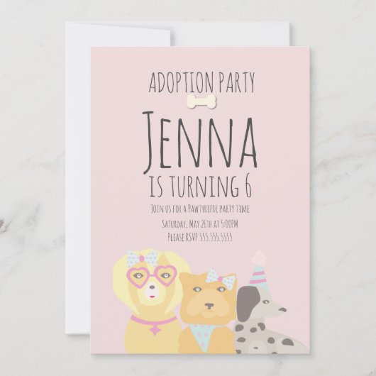 Aanneming Pet Dog Puppy Birthday Party Kaart (Voorkant)
