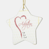 Aanneming, religieuze, gele Stippen met rood hart Keramisch Ornament (Links)