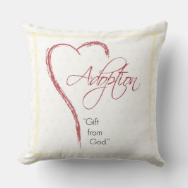 Aanneming, religieuze, gele Stippen met rood hart Kussen