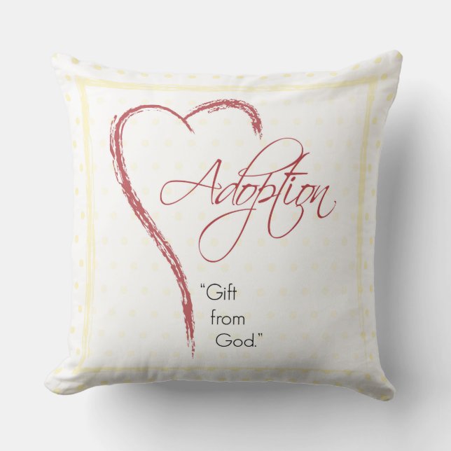 Aanneming, religieuze, gele Stippen met rood hart Kussen (Voorkant)