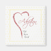 Aanneming, religieuze, gele Stippen met rood hart Magneet (Voorkant)