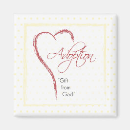 Aanneming, religieuze, gele Stippen met rood hart Magneet