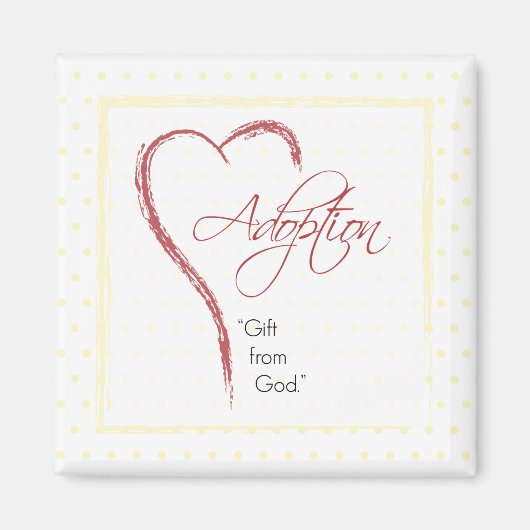 Aanneming, religieuze, gele Stippen met rood hart Magneet (Voorkant)