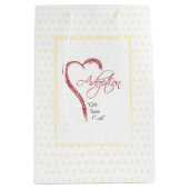 Aanneming, religieuze, gele Stippen met rood hart Medium Cadeauzakje (Voorkant)