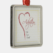 Aanneming, religieuze, gele Stippen met rood hart Metalen Ornament (Rechts)