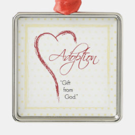 Aanneming, religieuze, gele Stippen met rood hart Metalen Ornament