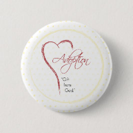 Aanneming, religieuze, gele Stippen met rood hart Ronde Button 5,7 Cm