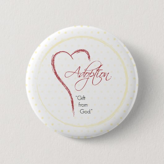 Aanneming, religieuze, gele Stippen met rood hart Ronde Button 5,7 Cm (Voorkant)