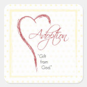 Aanneming, religieuze, gele Stippen met rood hart Vierkante Sticker (Voorkant)