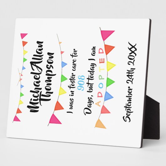 Aanneming uit pleegzorg aankondiging gotcha dag fotoplaat (Zijkant)